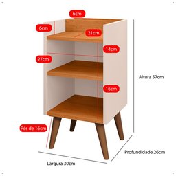 Mesinha de Cabeceira Criado Max para Quarto Lateral Cama Off White Freijó - 6