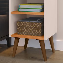 Mesinha de Cabeceira Criado Max para Quarto Lateral Cama Off White Freijó - 4