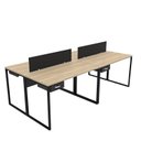 Ver imagem 1 de Escrivaninha Mesa Escritório 2 Gavetas 4 Lugares 240cm Industrial Carvalho E Preto