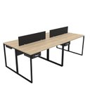 Ver imagem 2 de Escrivaninha Mesa Escritório 2 Gavetas 4 Lugares 240cm Industrial Carvalho e Preto Bege
