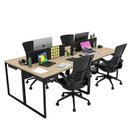 Ver imagem 6 de Escrivaninha Mesa Escritório 2 Gavetas 4 Lugares 240cm Industrial Carvalho E Preto