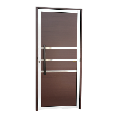 Porta Alumínio Lambril c/Friso c/Puxador e.Mix Corten 80 Brimak