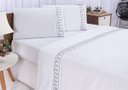 Ver imagem 1 de Jogo lençol Tulipa quarto casal Queen bordado 4 peças 2fronha: Branco com Cinza