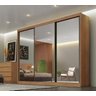 Guarda Roupa Casal Diamond 3 Portas Espelhadas 8 Gavetas - Cumaru - Móveis Novo Horizonte - 1