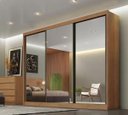Ver imagem 1 de Guarda Roupa Casal Diamond 3 Portas Espelhadas 8 Gavetas - Cumaru - Móveis Novo Horizonte