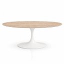 Ver imagem 1 de Mesa de Jantar Saarinen Oval 198x122 cm Tampo Mármore Travertino Base Laca Branca