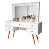 Penteadeira Camarim com Leds e Espelho Feminina Anaísa MDF:‎ Branco - 2