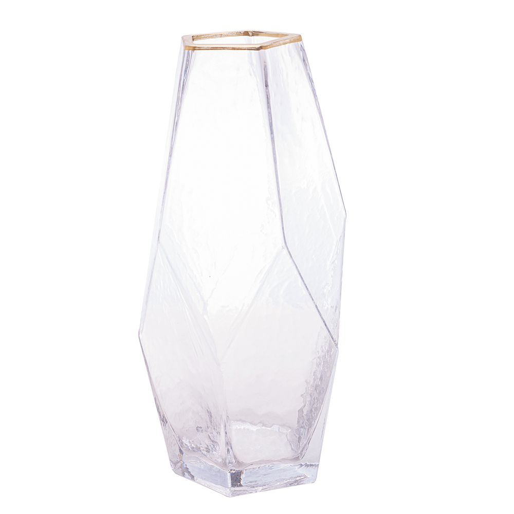 Vaso de Vidro C/borda Dourada Taj 13cm X 28,5cm