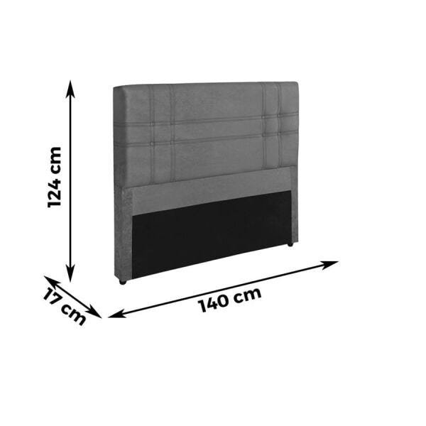 Cabeceira Grys Casal (L: 140Cm) com Botonês Suede Amassado Cinza - 5