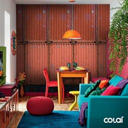 Papel de Parede Industrial Container Vermelho Coral Azul 15m - 4