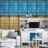 Papel de Parede Industrial Container Azul e Bege 12m - 2