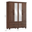 Ver imagem 4 de Guarda-roupa Bipartido 4 Portas 4 Gavetas Ouro Café Madeira Pinus - Finestra