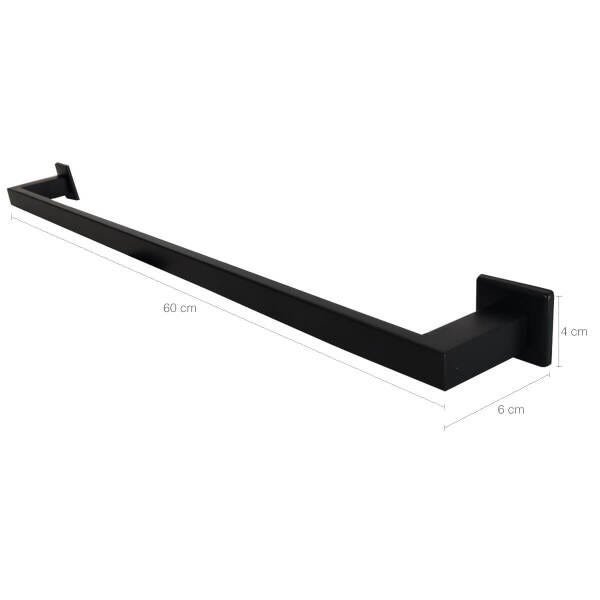 Toalheiro Preto Para Banheiro Suporte Porta Toalhas 60cm Gardênia - 3