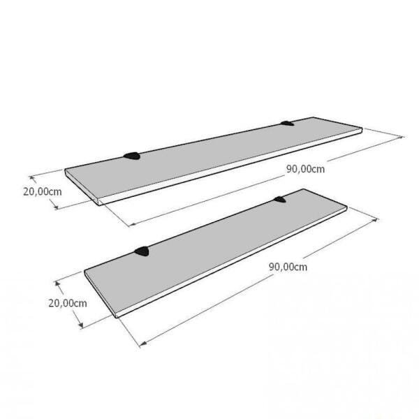 Kit 2 prateleiras em MDF suporte tucano cor branco 90(C)x20(P)cm modelo pratfbb08 - 2