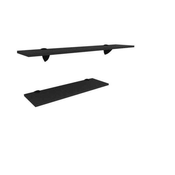 Kit 2 prateleiras em MDF suporte tucano preto 1 60x20cm 1 90x20cm mod pratfbp17 - 1