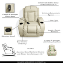 Ver imagem 3 de Poltrona do Papai com Massagem e Aquecimento Reclinável Austin Balanço Giratória Pu Bege G31 - Gran