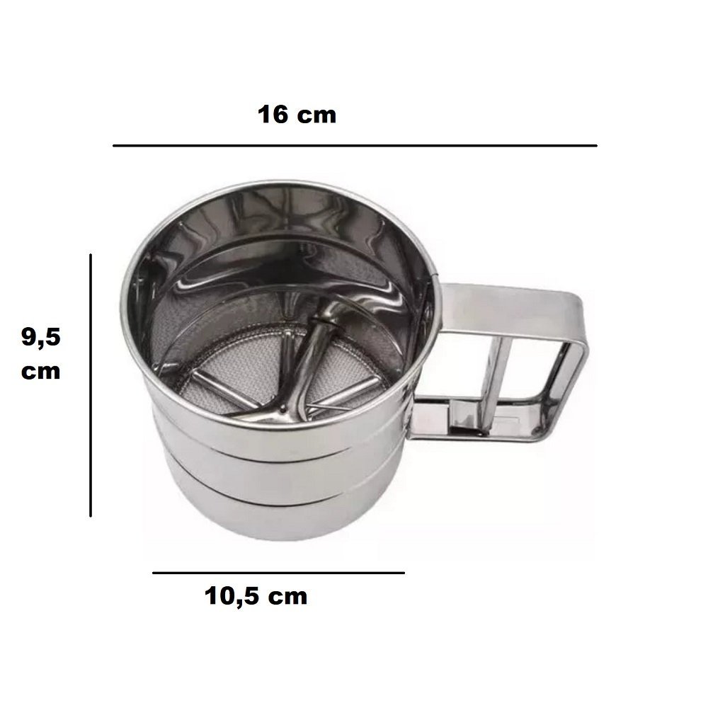 Povilhador Inox Caneca de Gatilho Farinha Açucar Chocolate Manual Ke Home 6271 - 6