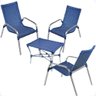 Conjunto 3 Cadeiras e Mesa de Centro Alumínio para Área Externa Fortaleza Artesanal Azul - 1