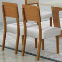 Ver mais imagens de Kit de 4 Cadeiras para Sala de Jantar Pés em Madeira Maciça Liz Bege/Cinamomo/Veludo Palha