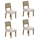 Ver imagem 1 de Kit de 4 Cadeiras para Sala de Jantar Pés em Madeira Maciça Liz Bege/Cinamomo/Veludo Palha