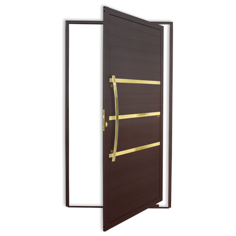 Porta Pivotante Lamb.Evolution c/Puxador e. Sup.Marrom Corten Dourado 100 Brimak