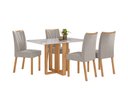 Ver imagem 1 de Conjunto Sala de Jantar Mesa Téssera 120 Tampo Vidro Off White com 4 Cadeiras Téssera - Lopas Amendo
