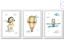 Ver imagem 7 de 3 Quadros Decorativos Infantil Ursinho Aviador Aquarela:pinus