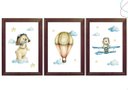 Ver imagem 5 de 3 Quadros Decorativos Infantil Ursinho Aviador Aquarela:pinus