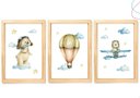 Ver imagem 1 de 3 Quadros Decorativos Infantil Ursinho Aviador Aquarela:pinus
