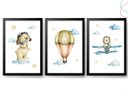 Ver imagem 3 de 3 Quadros Decorativos Infantil Ursinho Aviador Aquarela:pinus