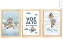 Ver imagem 2 de 3 Quadros Decorativos Infantil Ursinho Aviador Aquarela:pinus