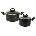 Ver imagem 3 de Jogo 2 Peças: Caçarolas Antiaderentes Tampas de Vidro Preta