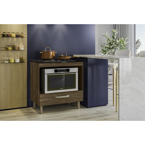 Balcão de Cozinha para Cooktop com 1 gaveta Fit 80 Rustico Evora Nicioli