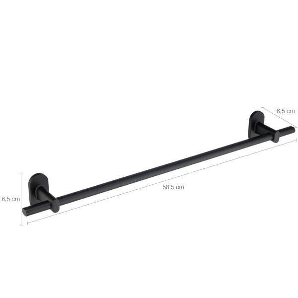 Porta Suporte Toalha Banheiro Toalheiro De Parede 60cm Oval Preto - 3
