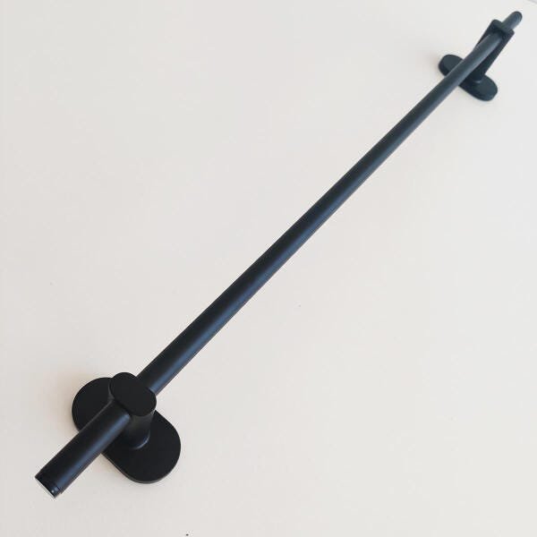 Porta Suporte Toalha Banheiro Toalheiro De Parede 60cm Oval Preto - 2