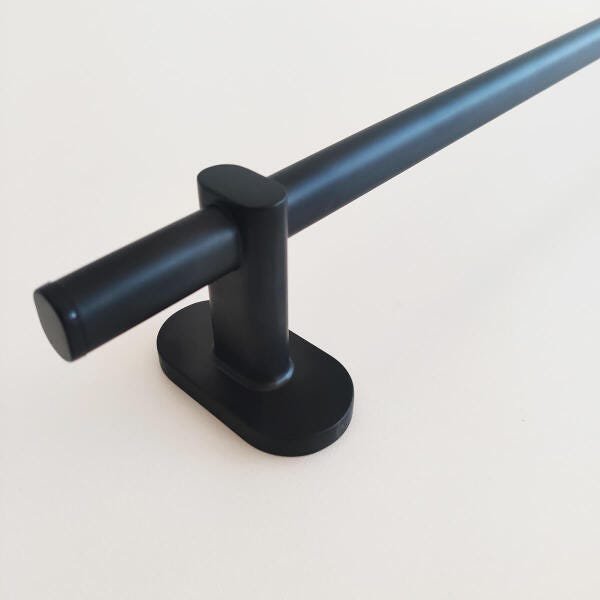 Porta Suporte Toalha Banheiro Toalheiro De Parede 60cm Oval Preto - 4