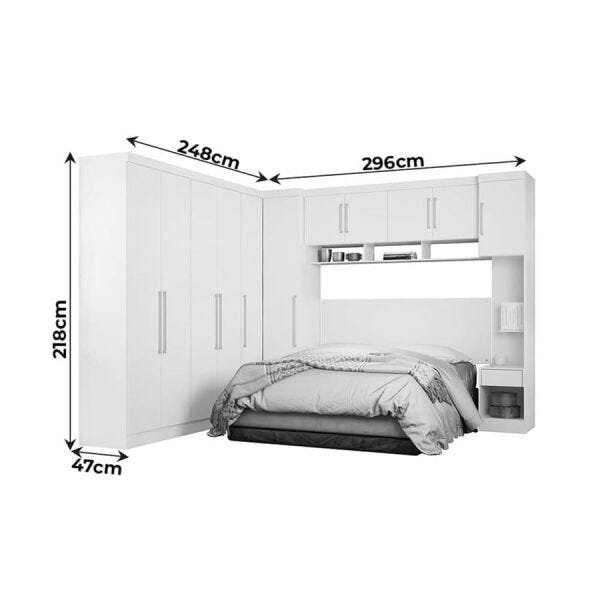 Conjunto de Quarto Casal Modulado Vanessa com 11 Portas Nogal Touch Dst - 8