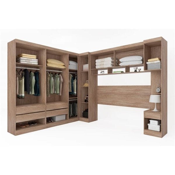 Conjunto de Quarto Casal Modulado Vanessa com 11 Portas Nogal Touch Dst - 6