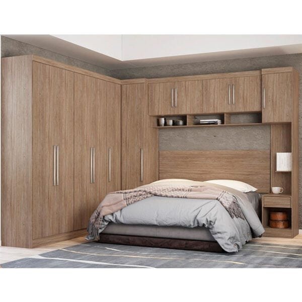 Conjunto de Quarto Casal Modulado Vanessa com 11 Portas Nogal Touch Dst - 10