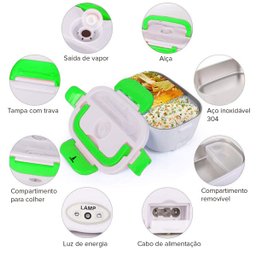Marmita Lancheira Elétrica Aquecedor Alimentos Verde 110v/220v/12v Lorben - 2