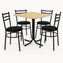 Ver imagem 1 de Conjunto Mesa Preta 70x70cm Tampo Pinus com 4 Cadeiras Epoxi