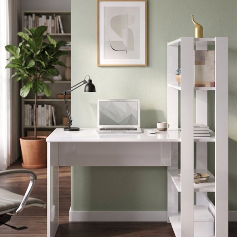 Escrivaninha Mesa para Computador Smart com Prateleira Yescasa Branco