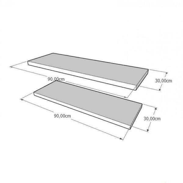 Kit 2 prateleiras em MDF suporte tucano cinza 1 60x30cm 1 90x30cm mod pratfbc14 - 2