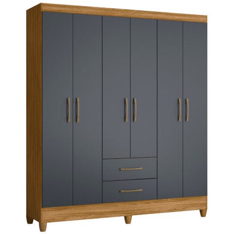 Guarda Roupa Casal Panamá 6 Portas Freijó Cinza Moval