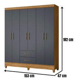 Guarda Roupa Casal Panamá 6 Portas Freijó Cinza Moval - 4