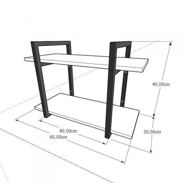 Prateleira industrial aço cor preto 30 cm MDF cor cinza modelo indfb02csl - 2