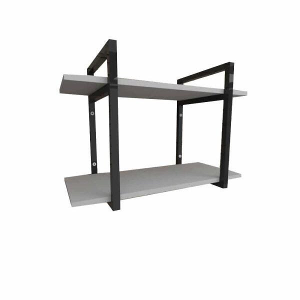 Prateleira industrial aço cor preto 30 cm MDF cor cinza modelo indfb02csl - 1