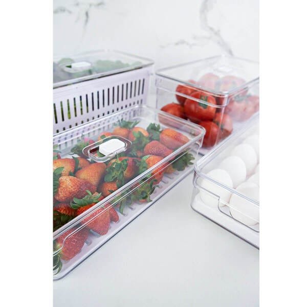 Organizador De Geladeira Empilhável 2,8L Clear Fresh Com Respiradouro Frutas Legumes Vegetais OU - 5