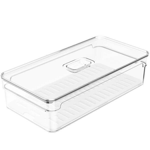 Organizador De Geladeira Empilhável 2,8L Clear Fresh Com Respiradouro Frutas Legumes Vegetais OU