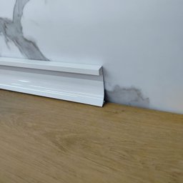 Rodapé Embutido 6,5cm Tipo L Alumínio Branco - 3 Metros - 4
